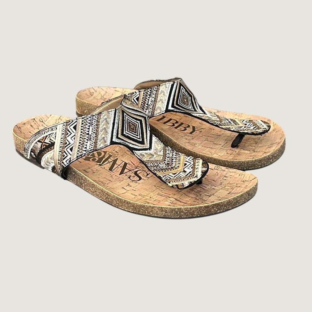 Sam & Libby Womens Geometric Embroidered Sandals Gold Silver 10
